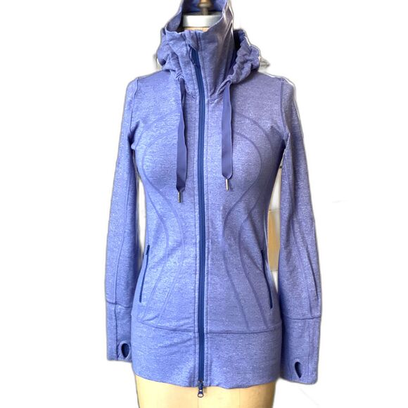 Lululemon Stride Hoodie Front Zip Heathered Purple Active Jacket Size 4 Cuffins - Picture 1 of 12